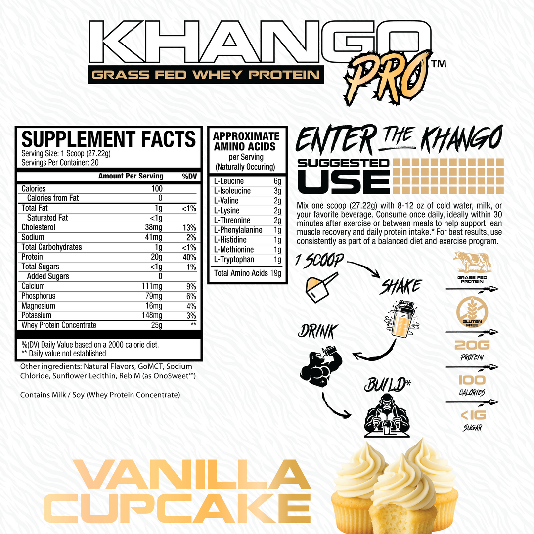 Khango Pro Grass Fed Protein - Vanilla Cupcake